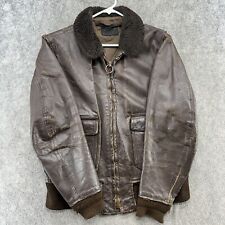 VTG G1 USN Avirex Flight Jacket Mens S 44 Brown Leather Coat Star Sportwear 90s picture
